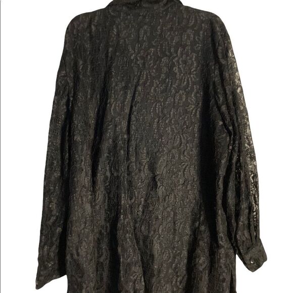 ALLISON DAILEY II, Women’s Black Lace Overlay top, Size 2X, Button Down, Lined - Picture 7 of 7